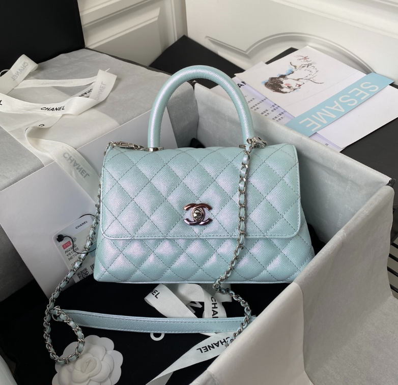 Chanel Coco Handle Bag 92990 23cm - Blue product image 7, provided for visual reference and product detail review