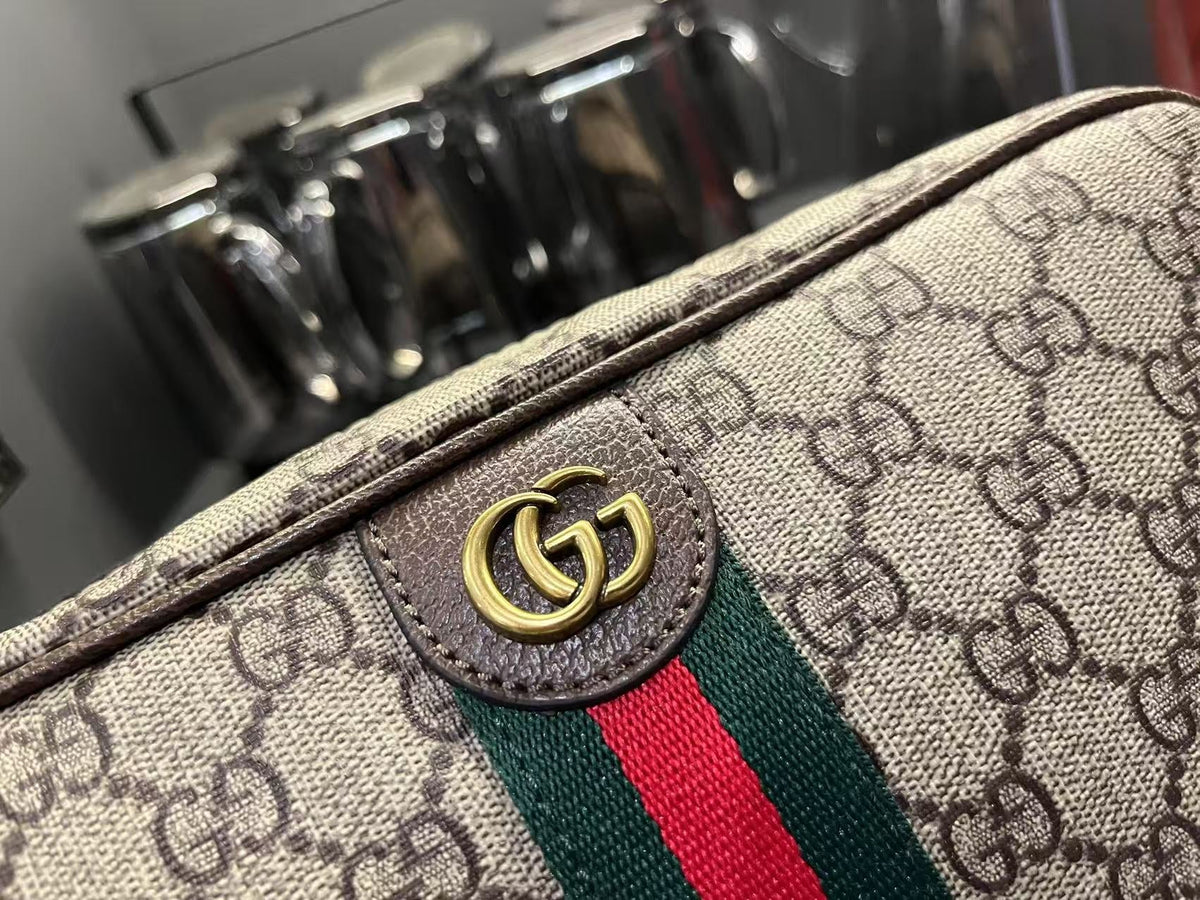 Gucci Ophidia Medium GG Supreme Canvas Shoulder Crossbody Bag with Web Stripe and Leather Trim product image 9, provided for