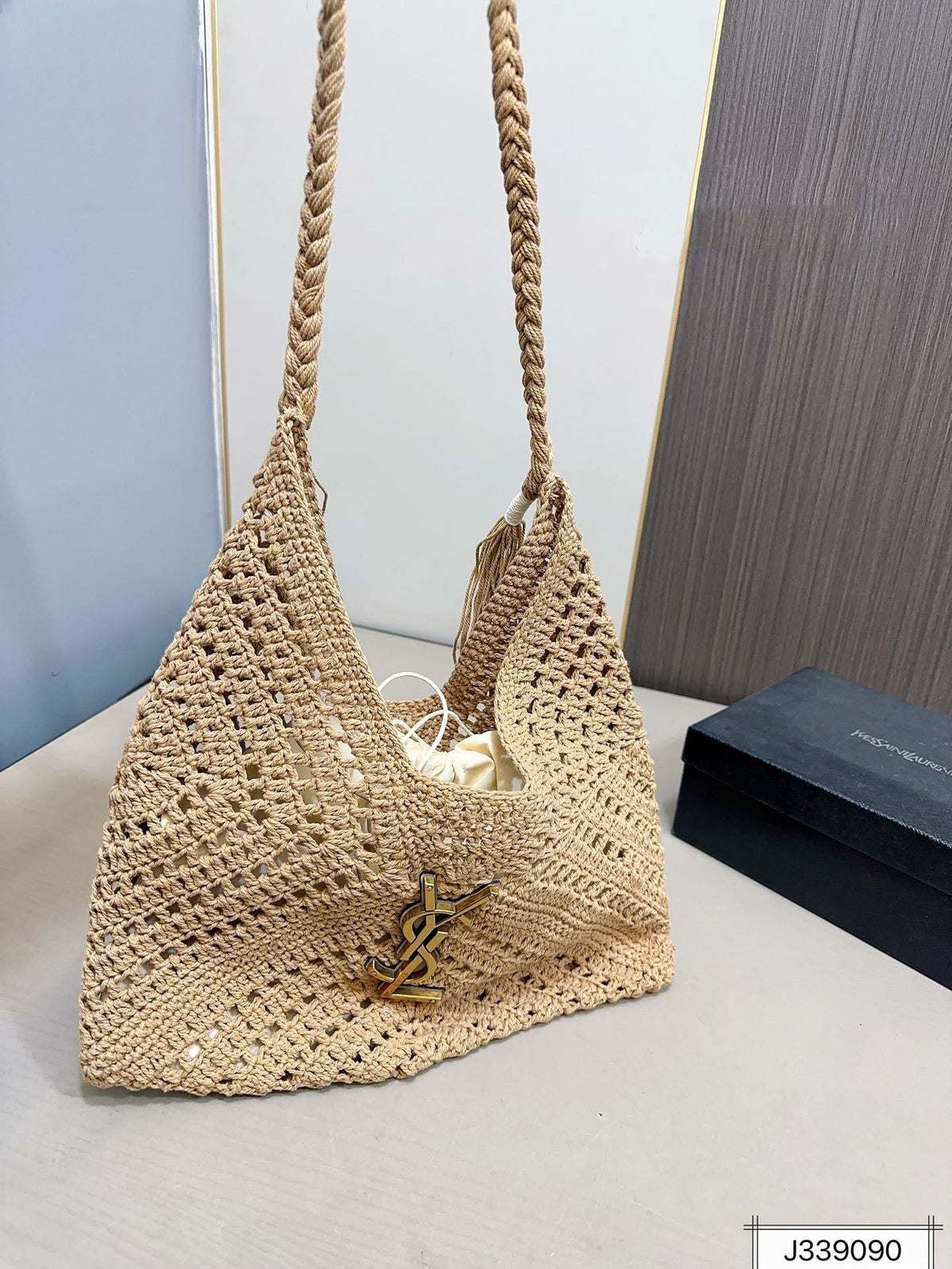 Saint Laurent YSL Raffia Tote Bag Beach Casual - Brown product image 2, provided for visual reference and product detail