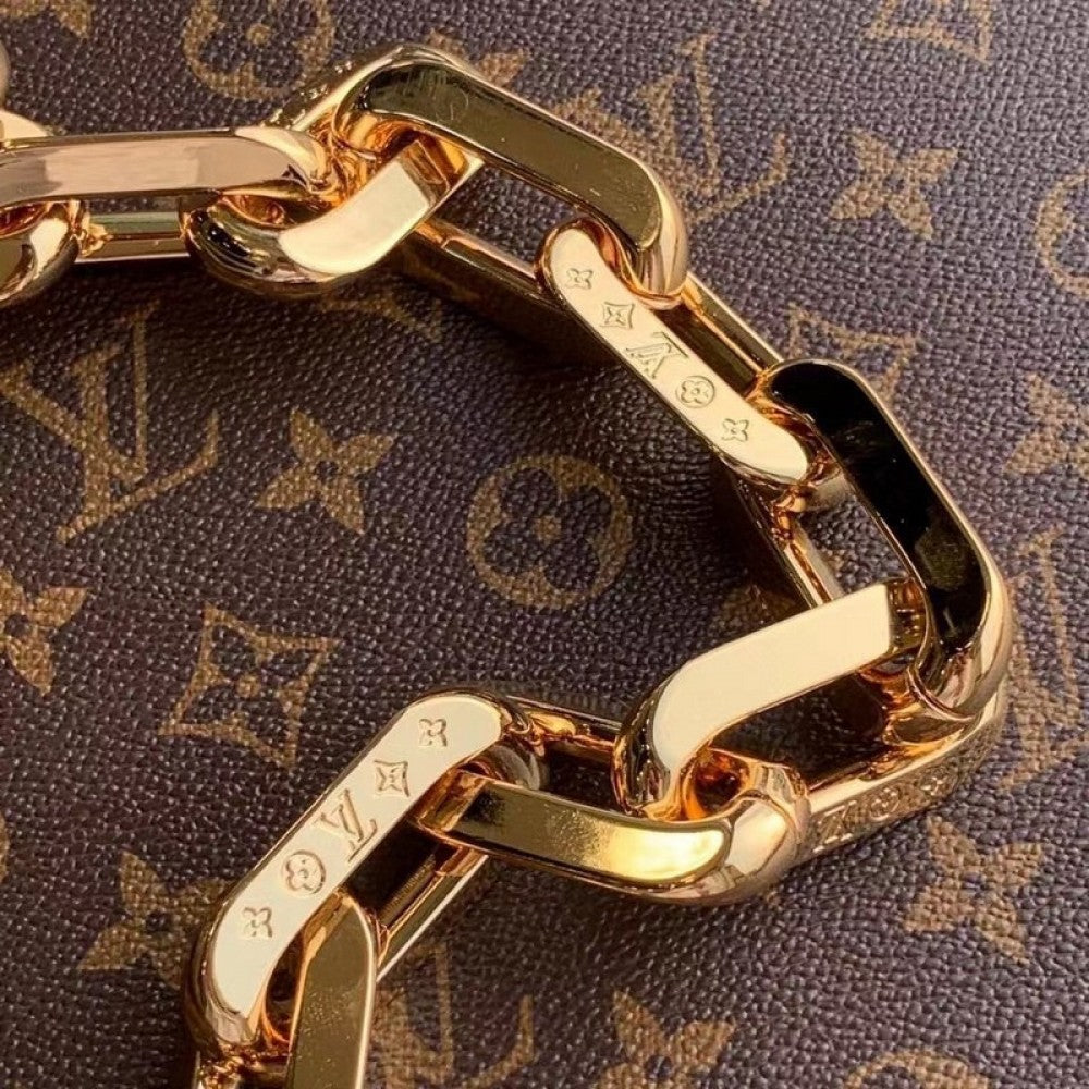 LV Coussin MM Monogram Empreinte Leather Shoulder Crossbody Bag with Black Quilted Exterior and Gold Chain Strap product