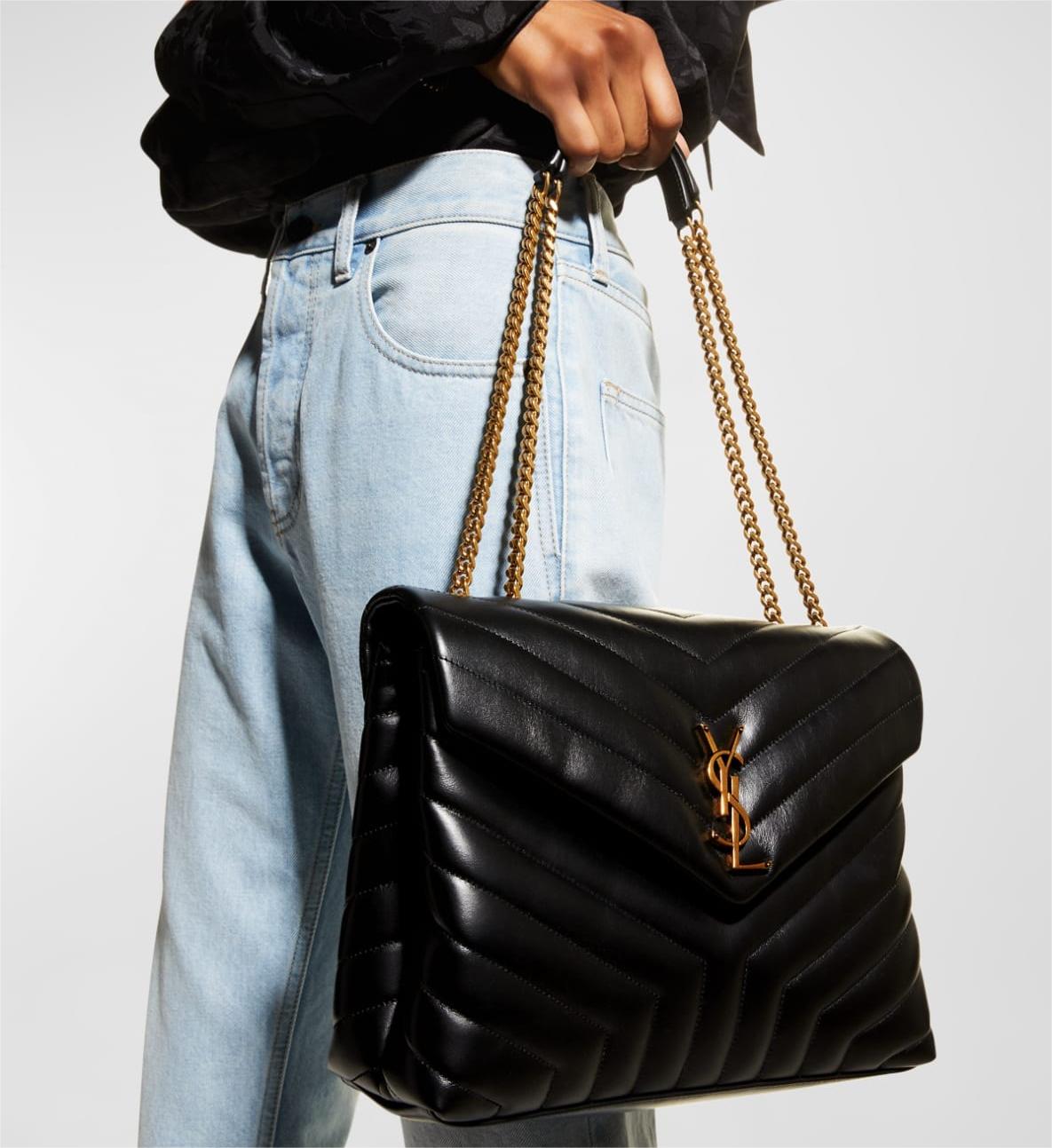 Saint Laurent Loulou Medium YSL Chain Shoulder Bag - Black product image 2, provided for visual reference and product detail