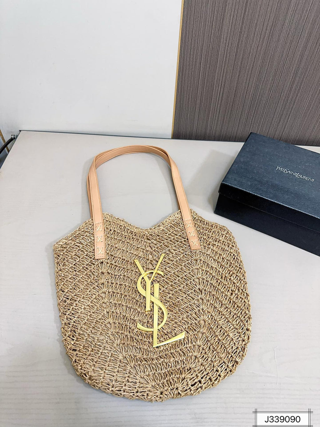 YSL Saint Laurent Vacation Casual Raffia Woven Tote Bag product image 4, provided for visual reference and product detail