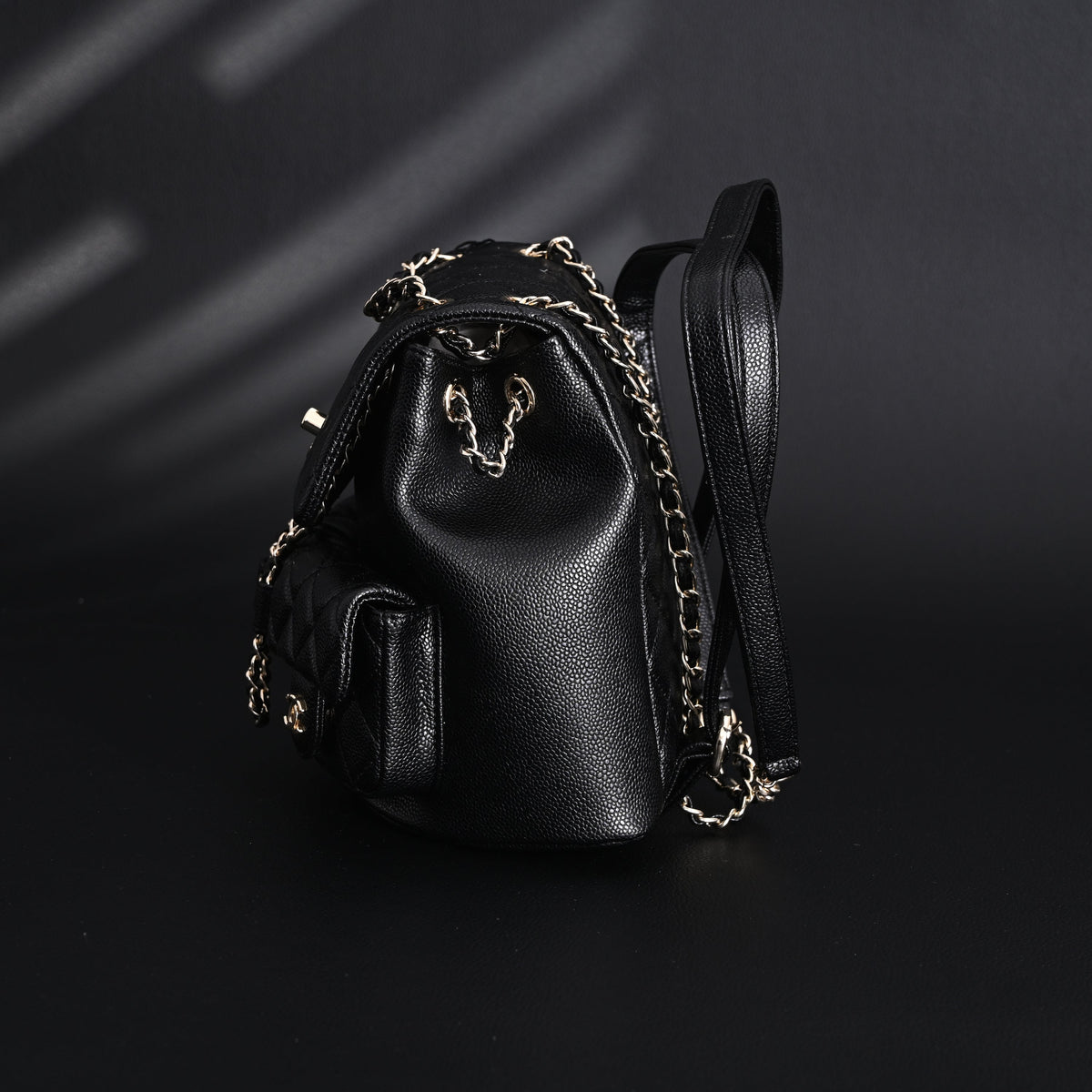 Chanel Duma Backpack – Black Quilted Lambskin with Gold-Tone Hardware (24A Collection) product image 11, provided for visual
