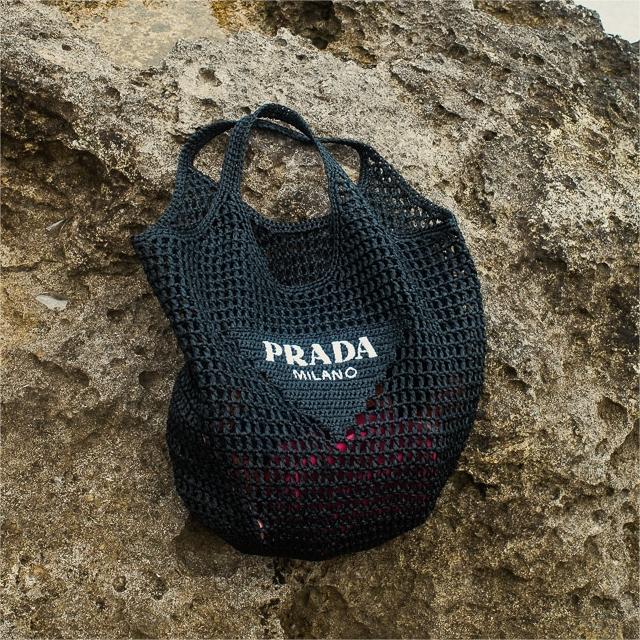 Prada Raffia Tote Bag-Black product image 5, provided for visual reference and product detail review