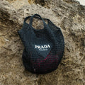 Prada Raffia Tote Bag-Black product image 1, provided for visual reference and product detail review