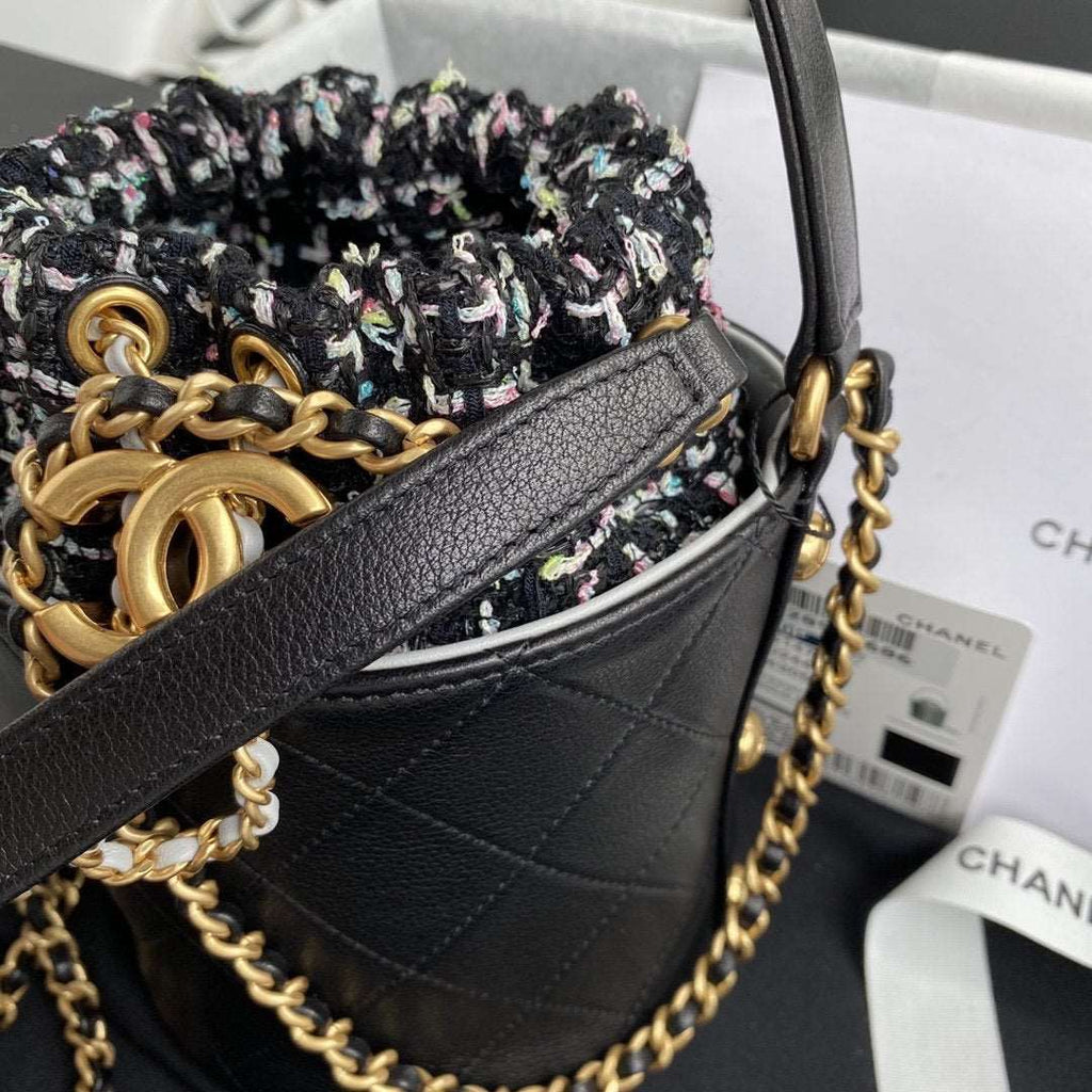 Chanel 2020 Tweed Soul Bucket Bag Black product image 5, provided for visual reference and product detail review