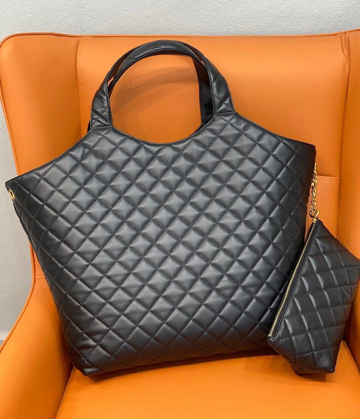 Saint Laurent Icare Extra Large Embellished Quilted Leather Tote - Black product image 10, provided for visual reference and