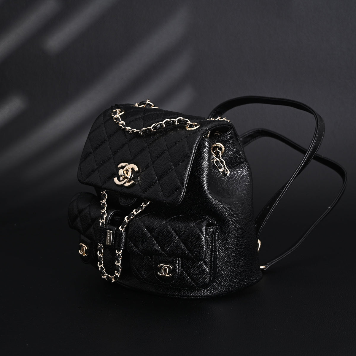 Chanel Duma Backpack – Black Quilted Lambskin with Gold-Tone Hardware (24A Collection) product image 10, provided for visual