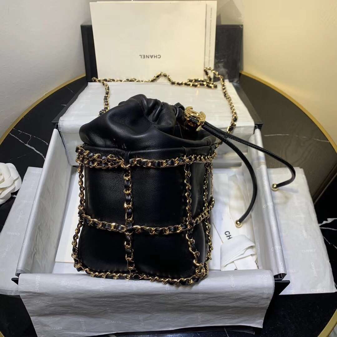 Chanel Bucket Chain Drawstring Bag 2021 - Matte Pink product image 4, provided for visual reference and product detail review
