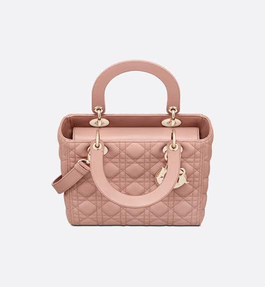 Medium Lady Dior Bag Blush Cannage Lambskin product image 2, provided for visual reference and product detail review
