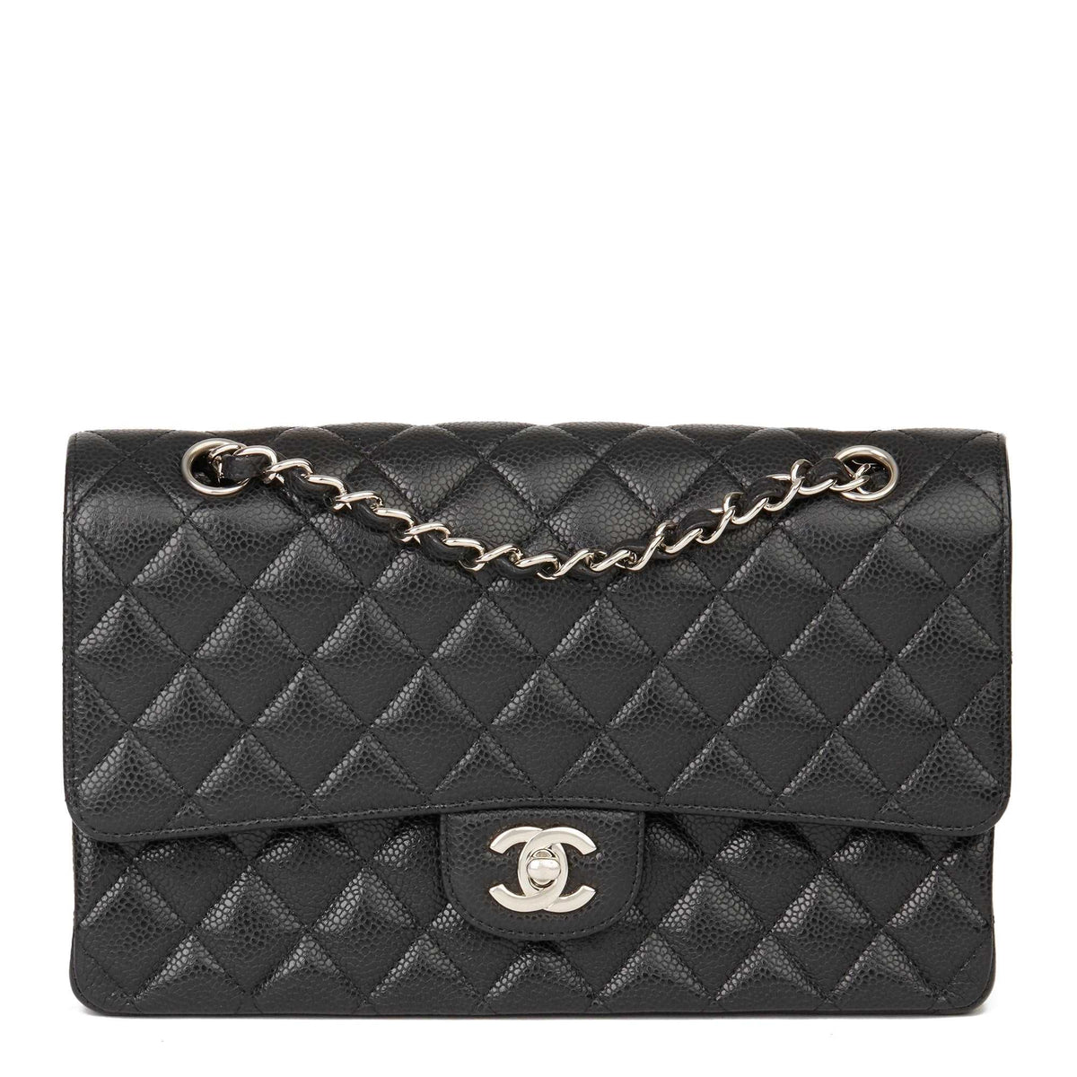 Chanel Classic Flap Bag with Silver Hardware - Black product image 1, provided for visual reference and product detail review