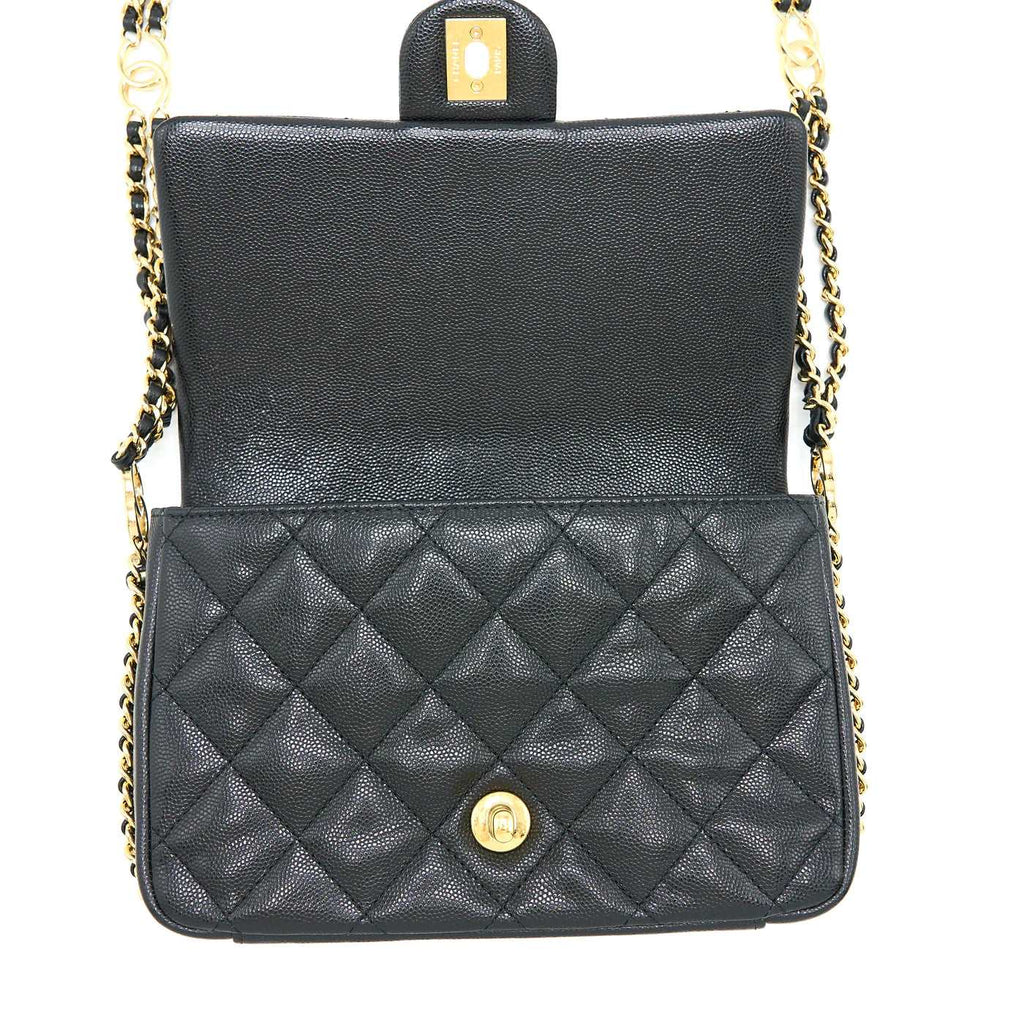 Chanel 23c Mini Flap Bag Chain Grained Calfskin Black product image 3, provided for visual reference and product detail