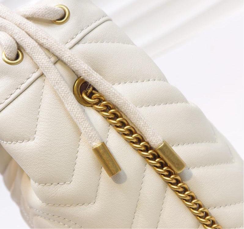 Gucci GG Marmont Mini Bucket Bag White Leather product image 3, provided for visual reference and product detail review