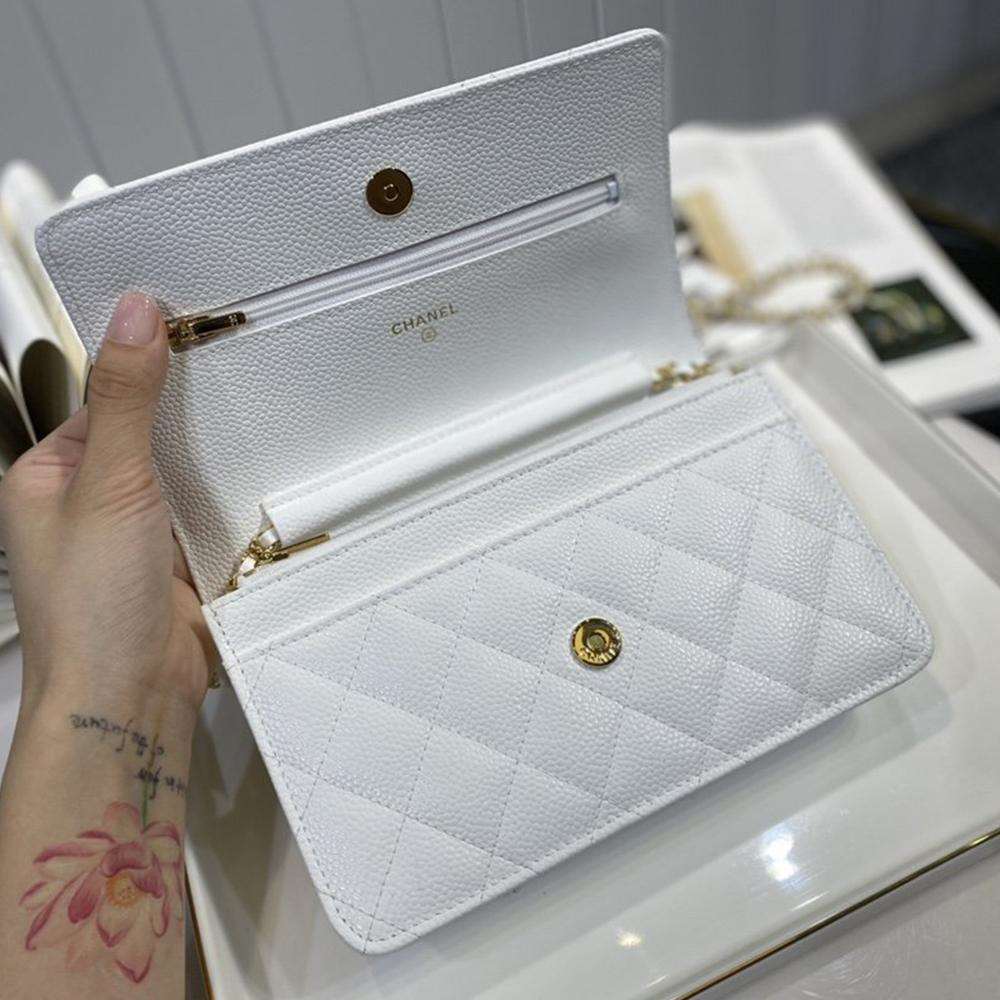 Chanel Caviar Wallet On Chain WOC White product image 7, provided for visual reference and product detail review