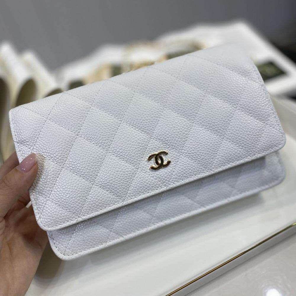 Chanel Caviar Wallet On Chain WOC White product image 2, provided for visual reference and product detail review