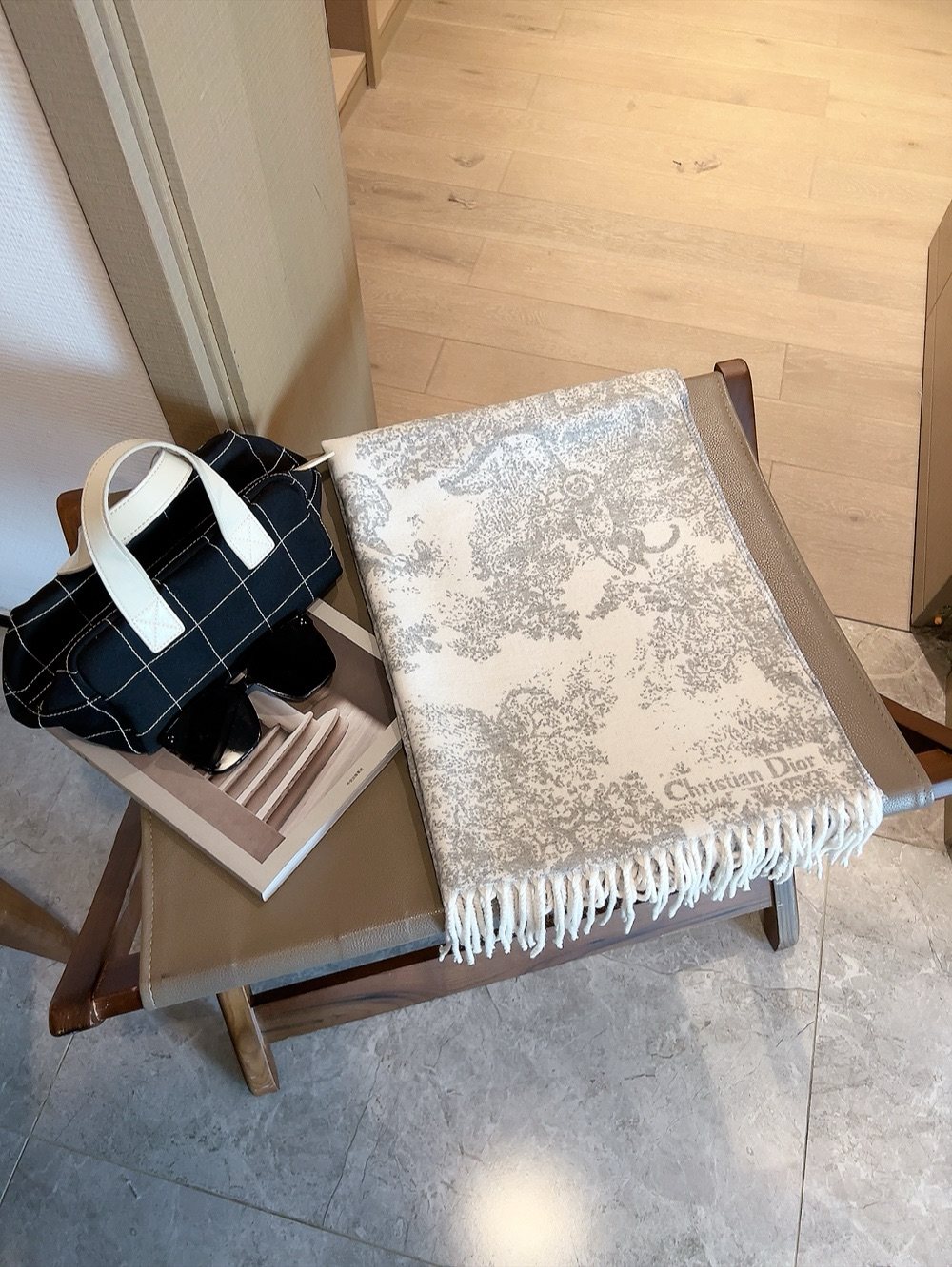 Dior Animal Print Fringed Scarf product image 8, provided for visual reference and product detail review