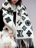 Louis Vuitton White and Black Graphic Scarf product image 1, provided for visual reference and product detail review