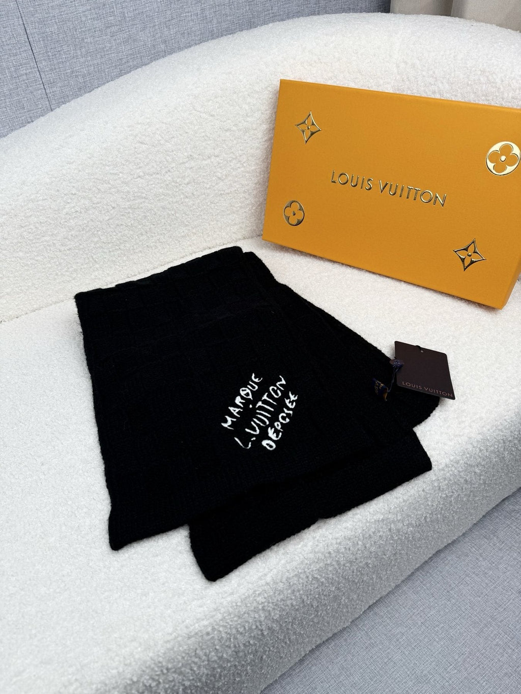 Louis Vuitton Black Knit Scarf product image 3, provided for visual reference and product detail review