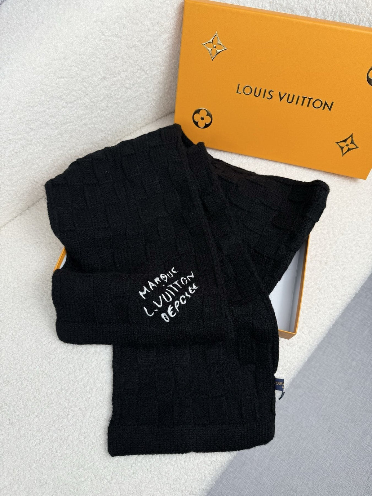 Louis Vuitton Black Knit Scarf product image 5, provided for visual reference and product detail review