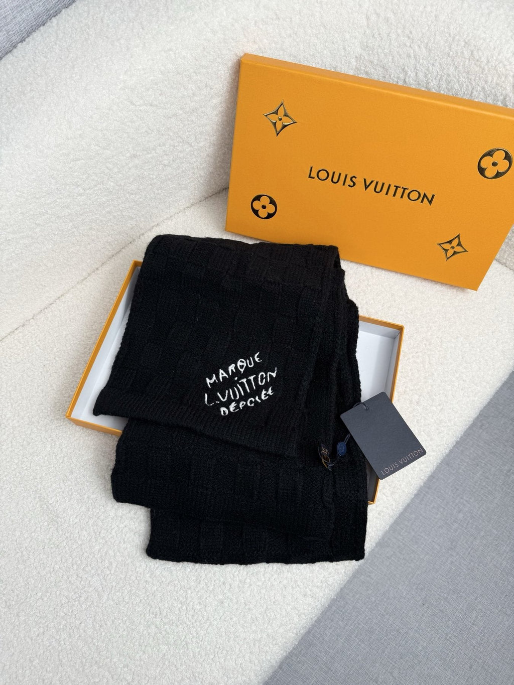 Louis Vuitton Black Knit Scarf product image 6, provided for visual reference and product detail review