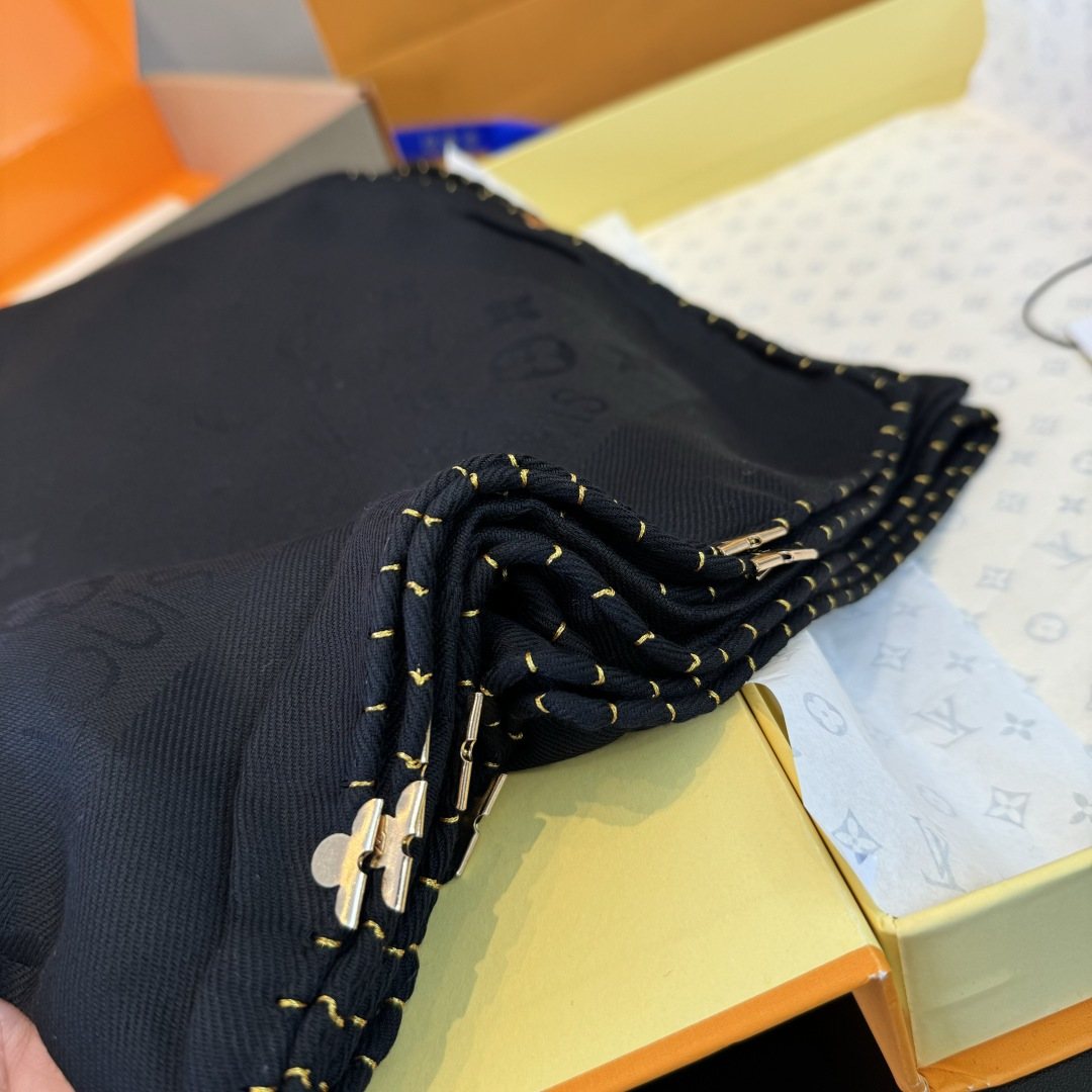 Louis Vuitton Navy Blue Patterned Scarf product image 5, provided for visual reference and product detail review