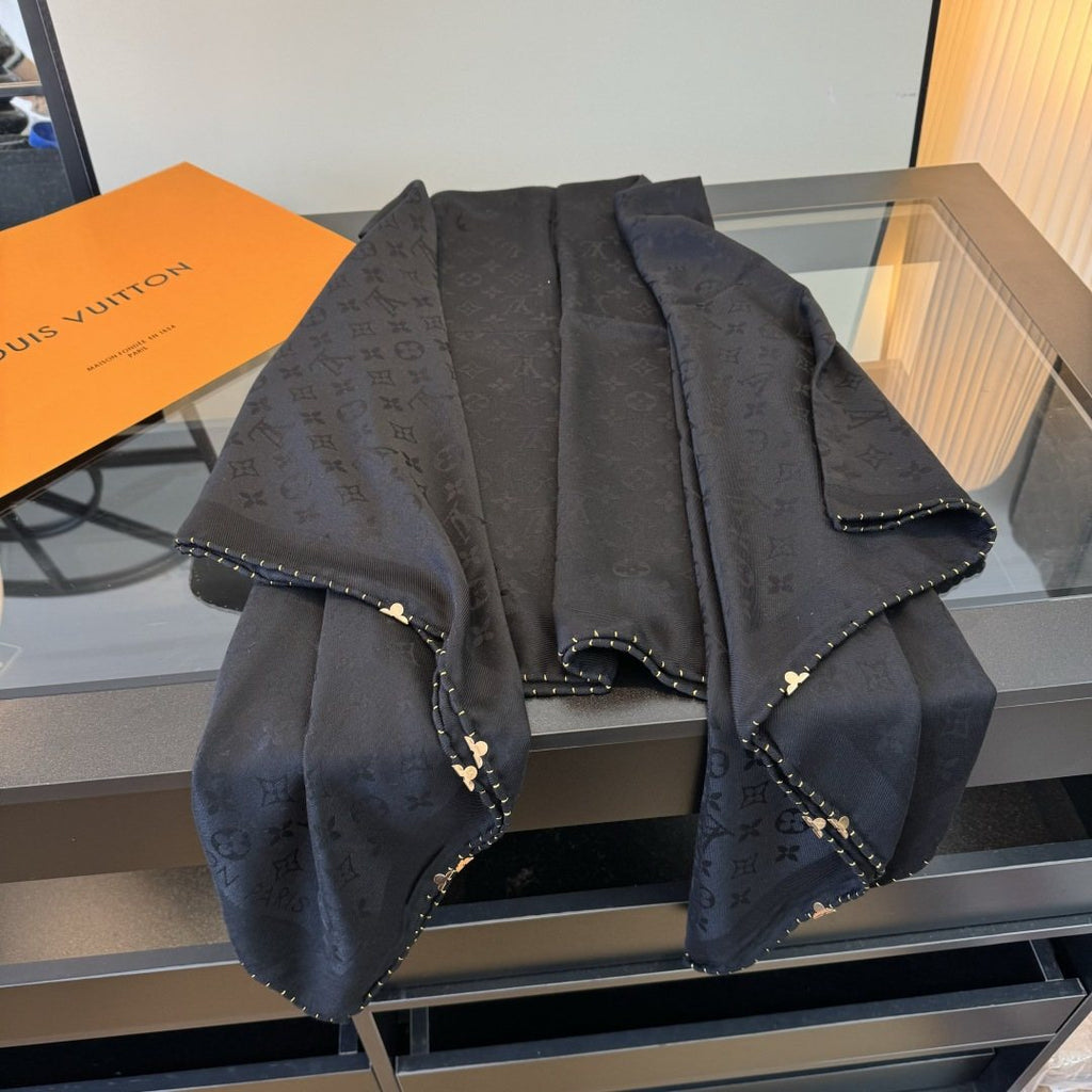 Louis Vuitton Navy Blue Patterned Scarf product image 2, provided for visual reference and product detail review