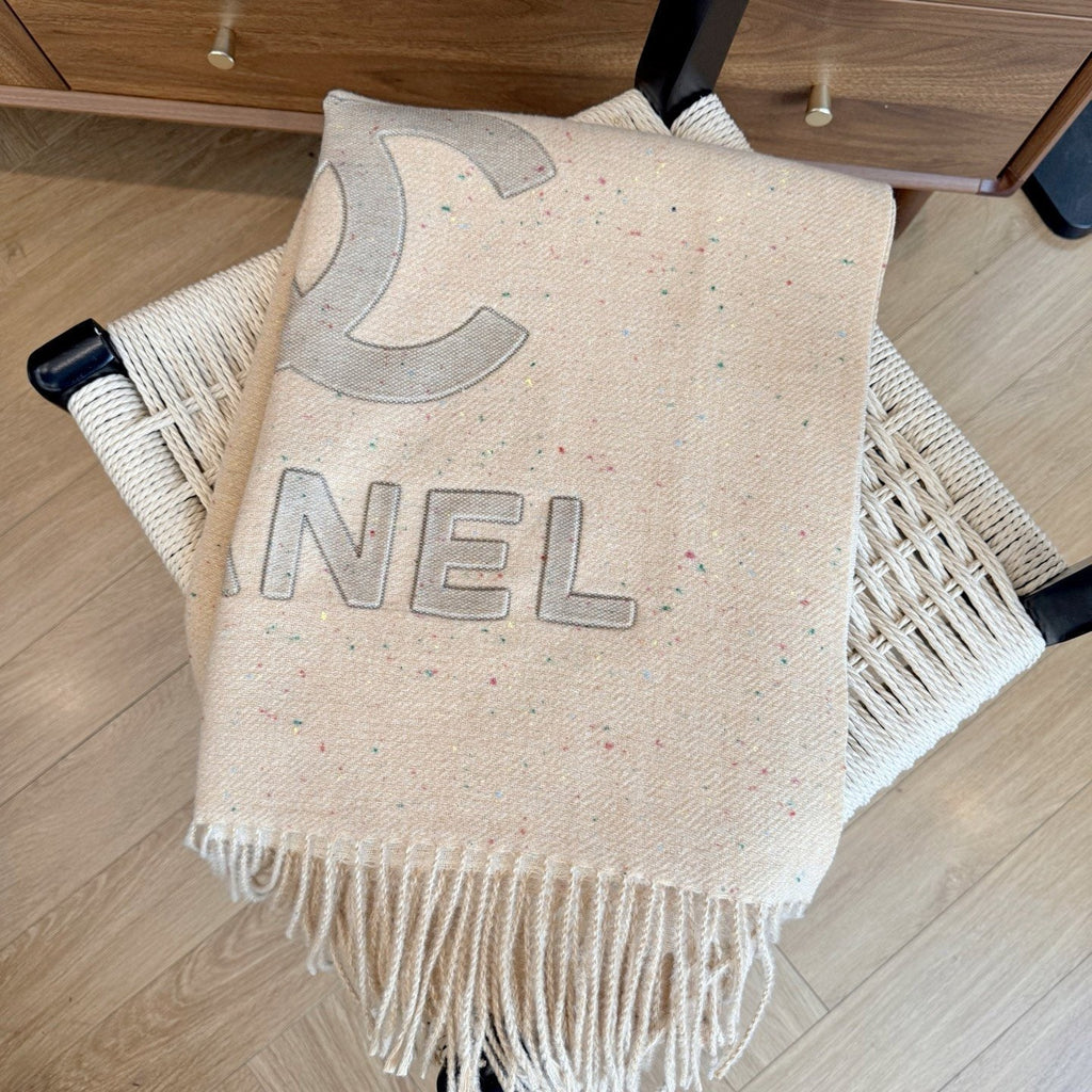 Chanel Double-C Motif Fringed Scarf product image 4, provided for visual reference and product detail review