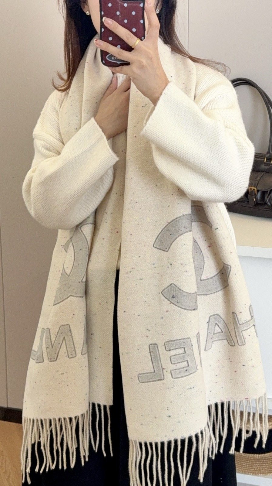 Chanel Graphic Fringed Scarf product image 3, provided for visual reference and product detail review