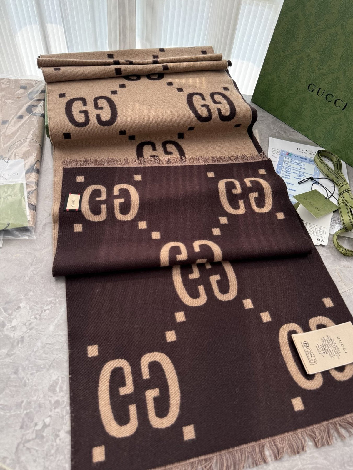Gucci Geometric Fringed Scarf product image 5, provided for visual reference and product detail review