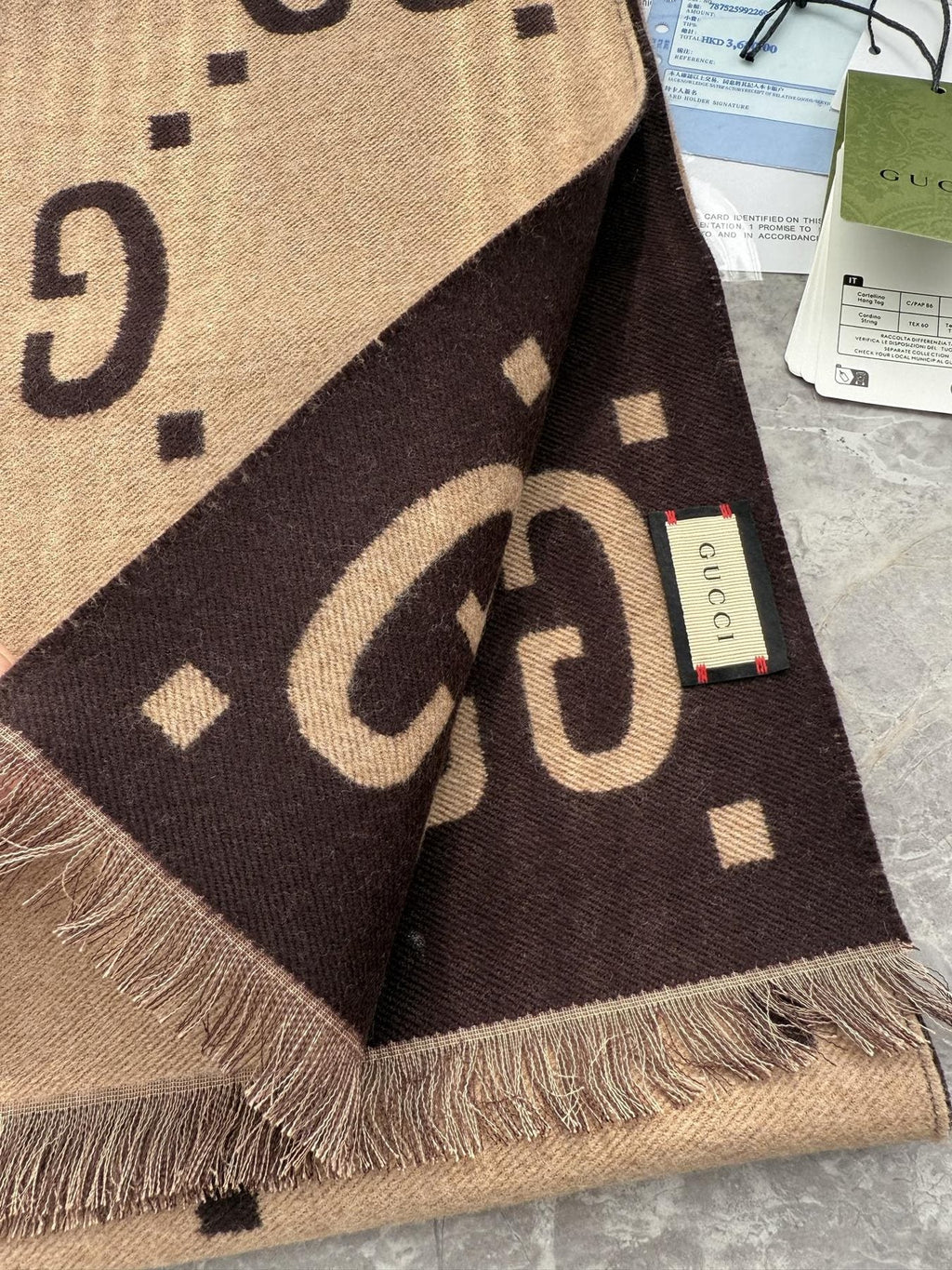 Gucci Geometric Fringed Scarf product image 7, provided for visual reference and product detail review