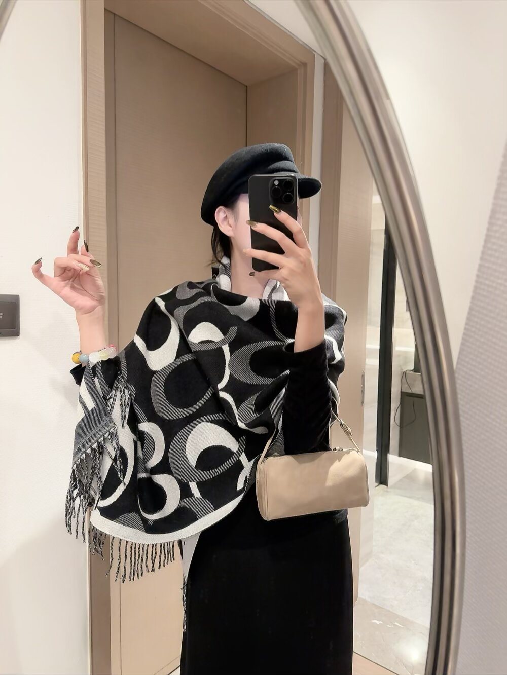 Coach Linked-Letter Fringe Scarf product image 5, provided for visual reference and product detail review