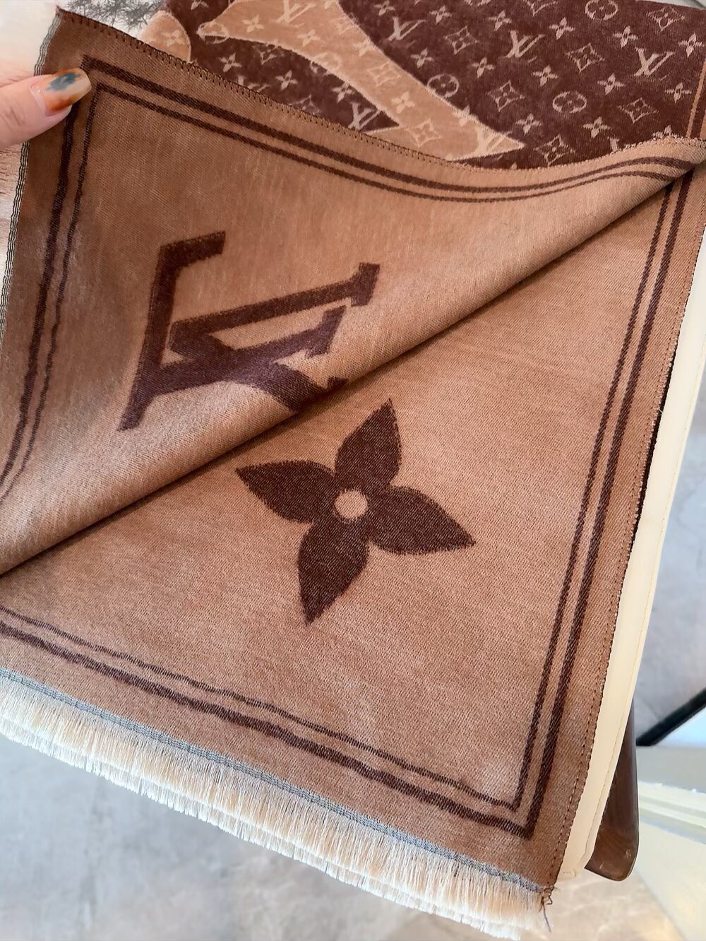 Louis Vuitton Monogram Floral Fringe Scarf product image 8, provided for visual reference and product detail review