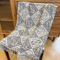 Gray and Beige Loop Pattern Fringed Knitted Scarf product image 1, provided for visual reference and product detail review