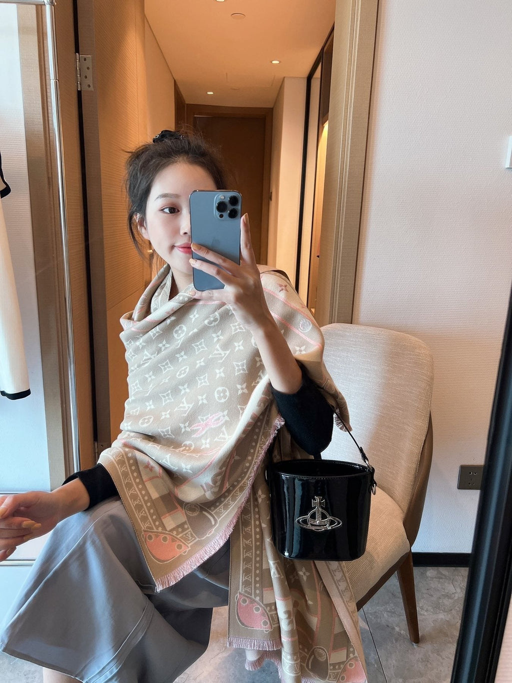 Louis Vuitton Taupe Monogram Fashion Scarf product image 3, provided for visual reference and product detail review