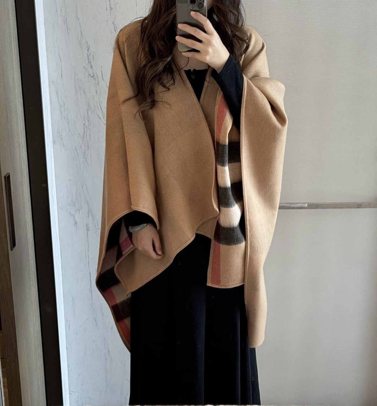 Burberry Camel Plaid Poncho product image 3, provided for visual reference and product detail review