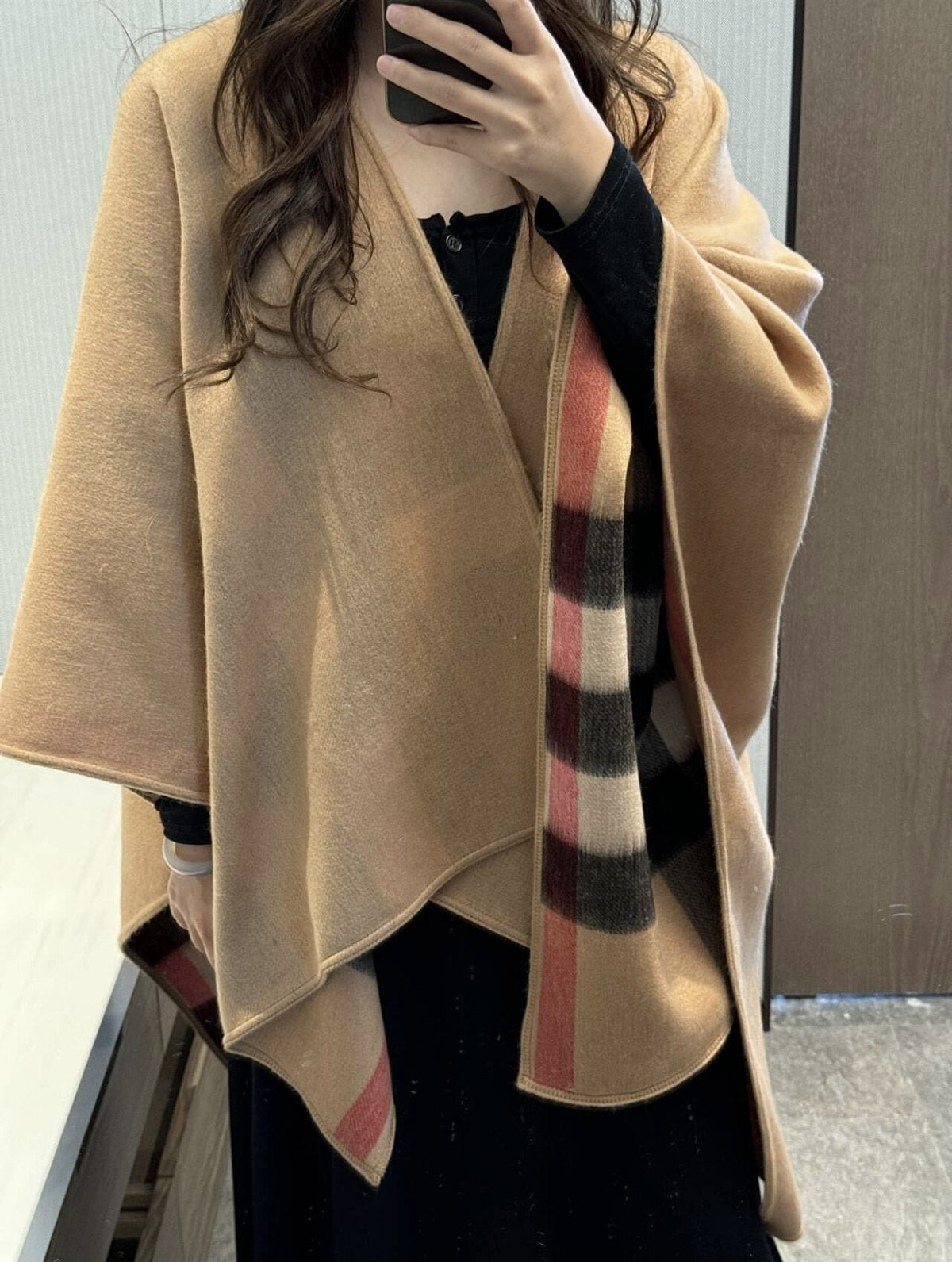Burberry Camel Plaid Poncho product image 4, provided for visual reference and product detail review