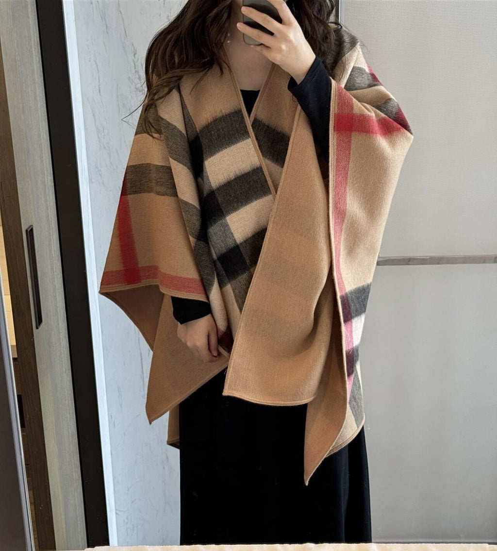 Burberry Checked Border Poncho Cape product image 2, provided for visual reference and product detail review