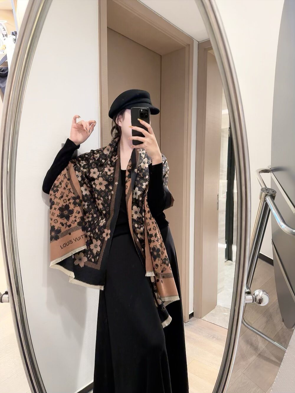 Louis Vuitton Floral Monogram Fringe Scarf product image 3, provided for visual reference and product detail review
