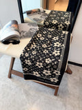 Louis Vuitton Black Floral and Monogram Fringe Scarf product image 1, provided for visual reference and product detail review