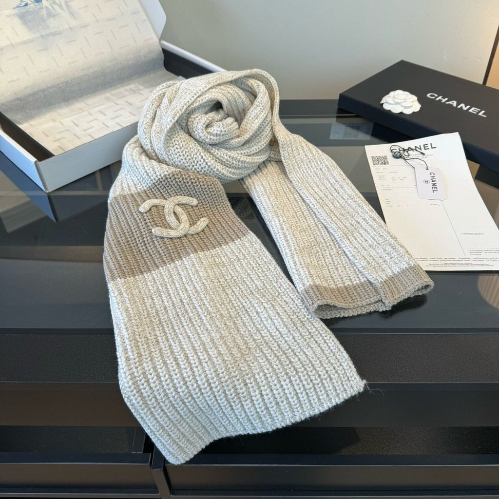 Chanel Rib-Knit Logo Scarf product image 2, provided for visual reference and product detail review
