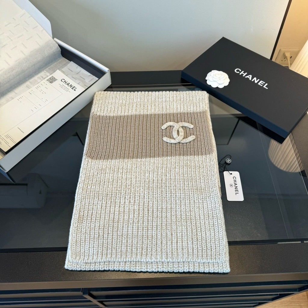 Chanel Rib-Knit Logo Scarf product image 4, provided for visual reference and product detail review