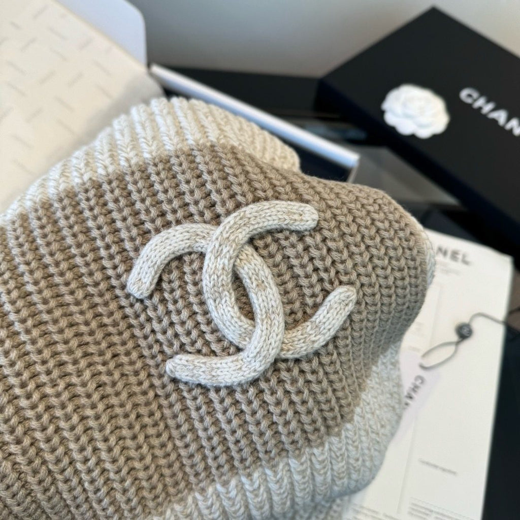 Chanel Rib-Knit Logo Scarf product image 6, provided for visual reference and product detail review