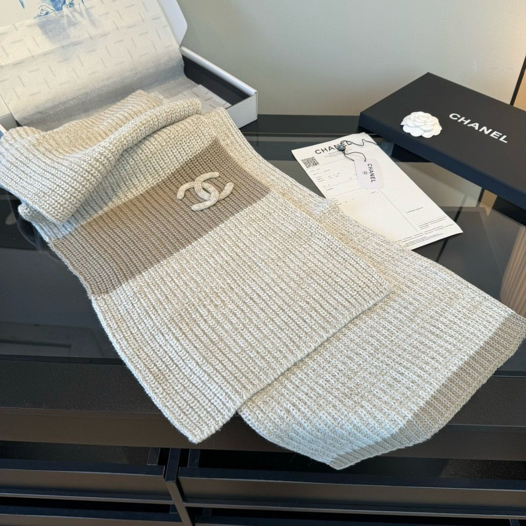 Chanel Two-Tone Knit Scarf product image 3, provided for visual reference and product detail review