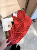 Burberry Red Plaid Hooded Scarf Shawl product image 1, provided for visual reference and product detail review