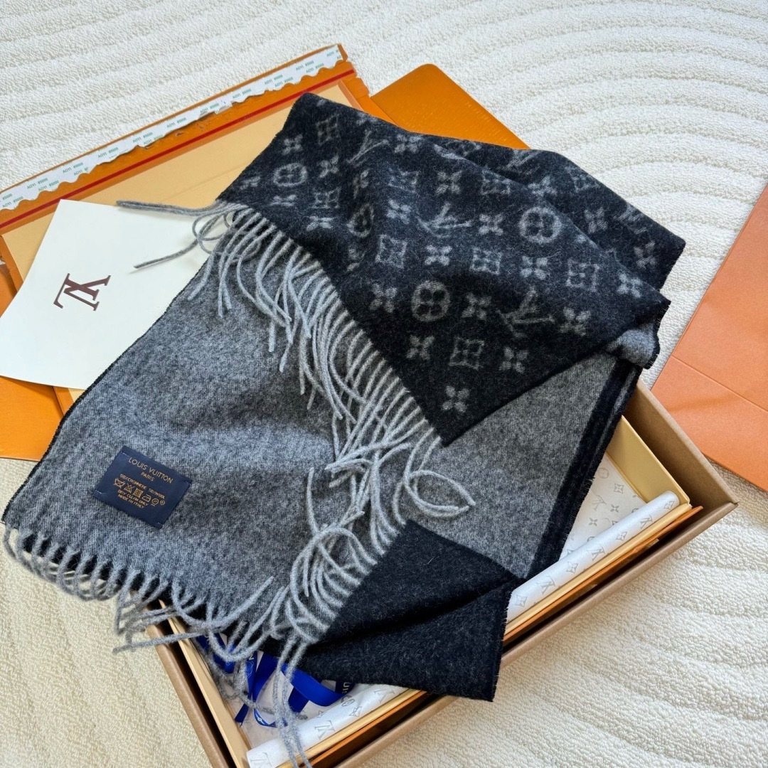 Louis Vuitton Black & Gray Monogram Scarf product image 6, provided for visual reference and product detail review