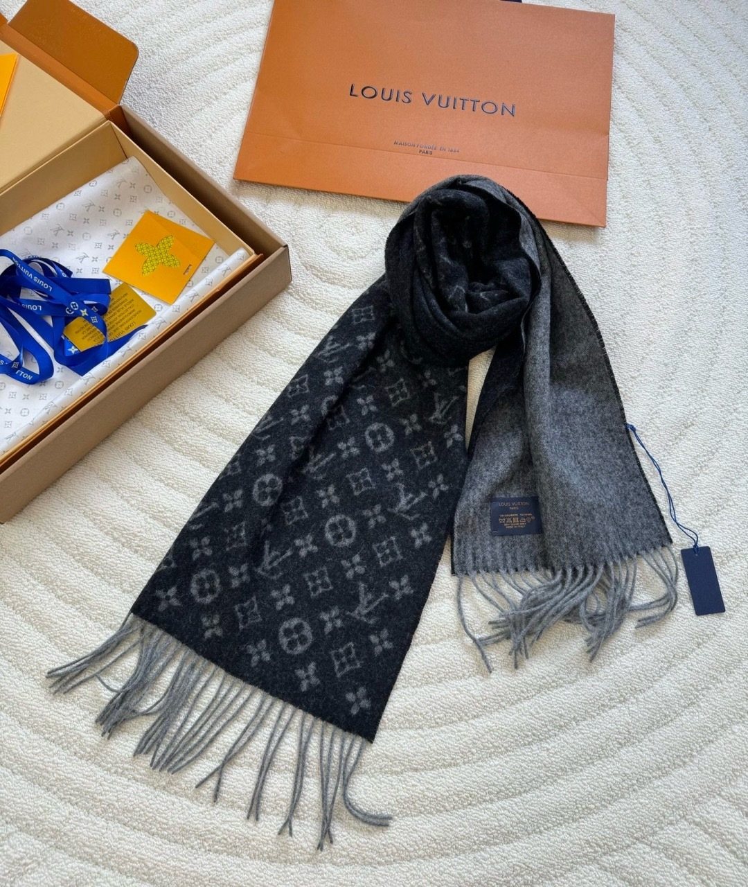 Louis Vuitton Black & Gray Monogram Scarf product image 3, provided for visual reference and product detail review