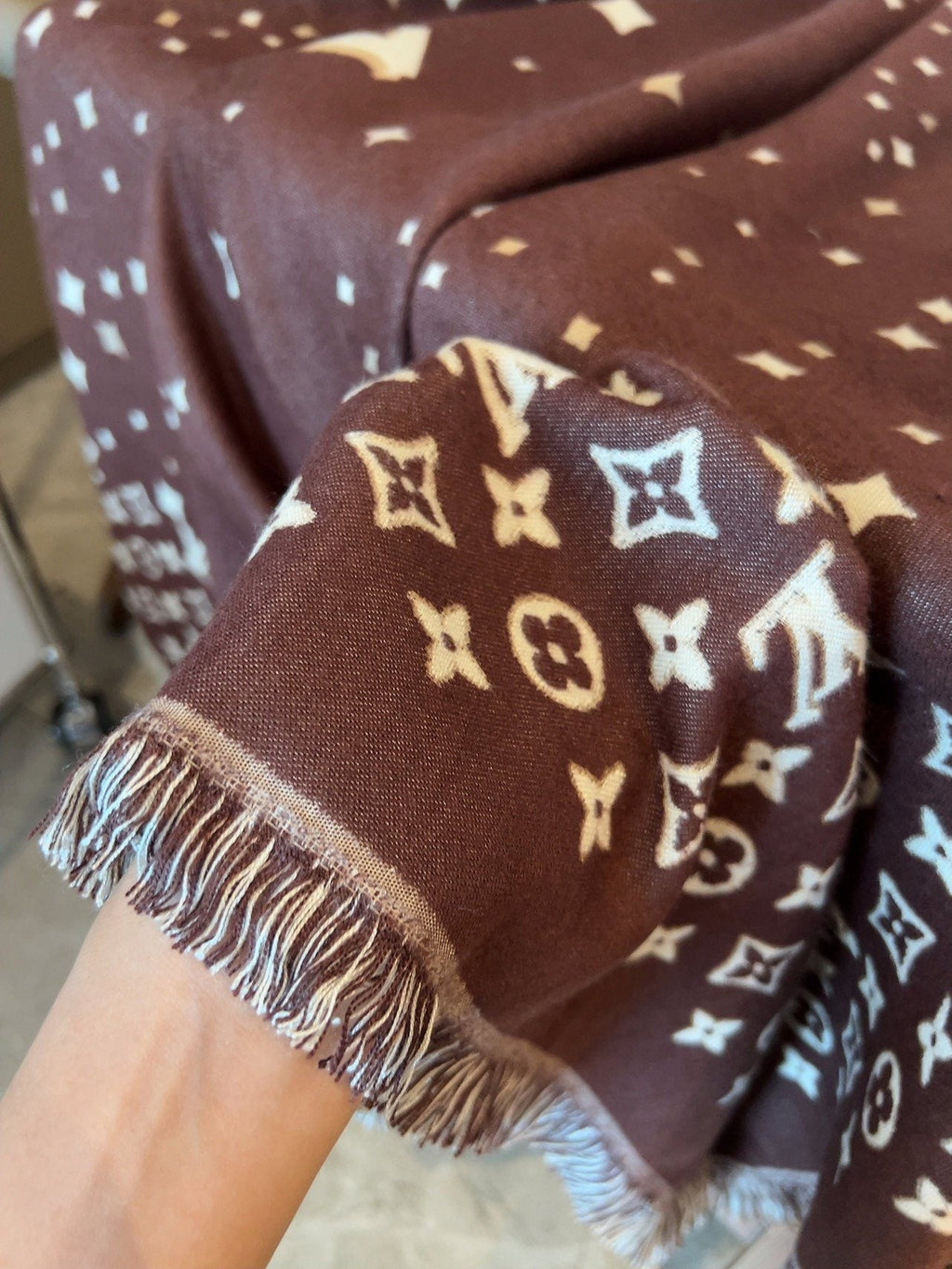 Louis Vuitton Brown Fringe Shawl product image 9, provided for visual reference and product detail review