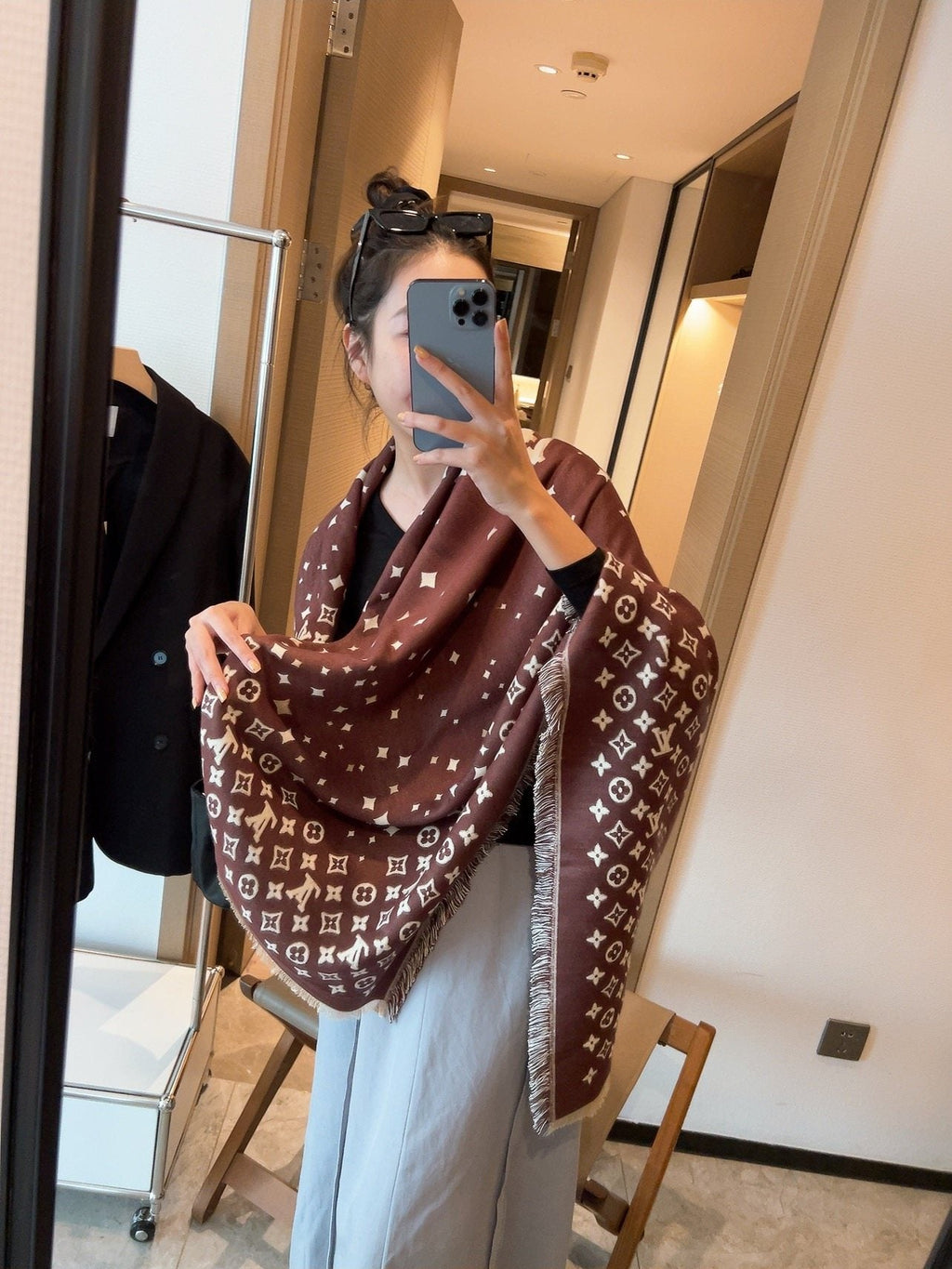 Louis Vuitton Brown Fringe Shawl product image 4, provided for visual reference and product detail review