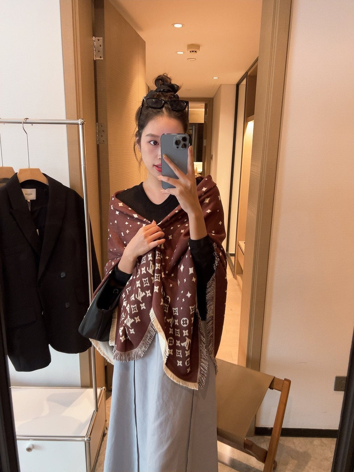 Louis Vuitton Brown Fringe Shawl product image 5, provided for visual reference and product detail review