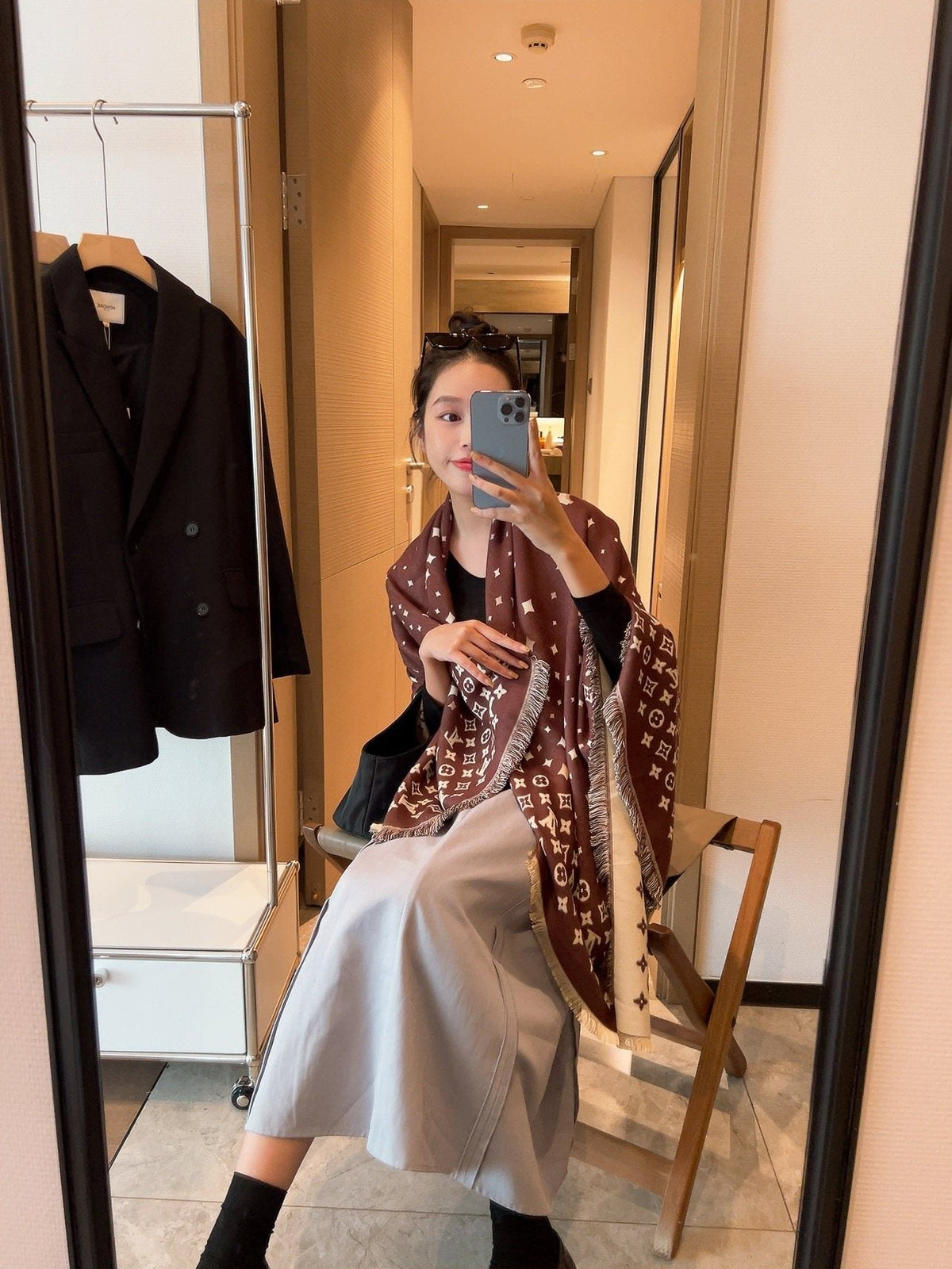 Louis Vuitton Brown Fringe Shawl product image 6, provided for visual reference and product detail review